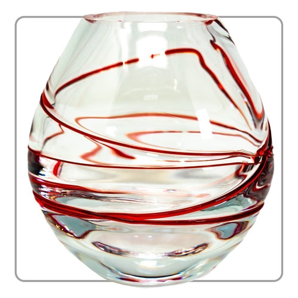 Glass Crystal Red Swirl Vase